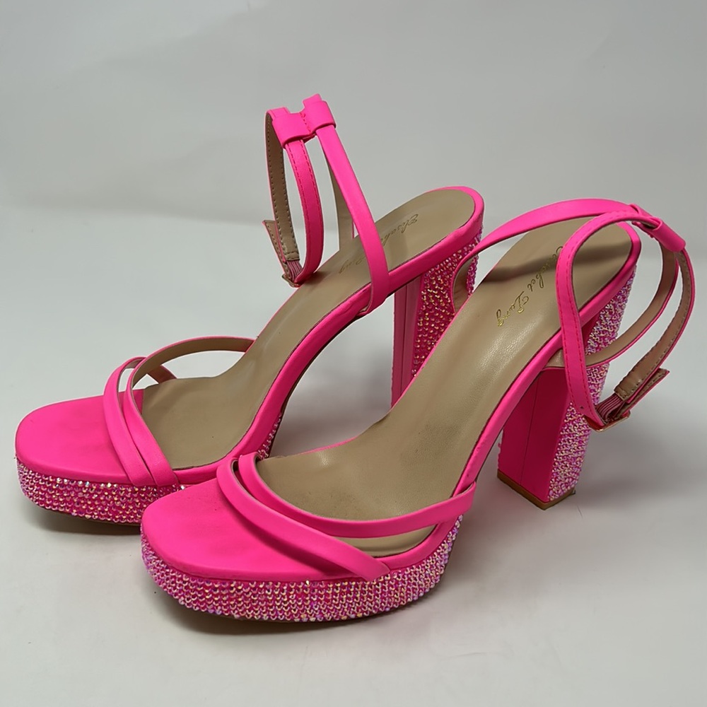 Elisabet Lang Pink Rhinestone Heel Barbie Shoes Size 8.5 Excellent Condition - Picture 2 of 11